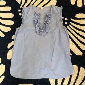 J. Crew Blue Ruffle Tank
